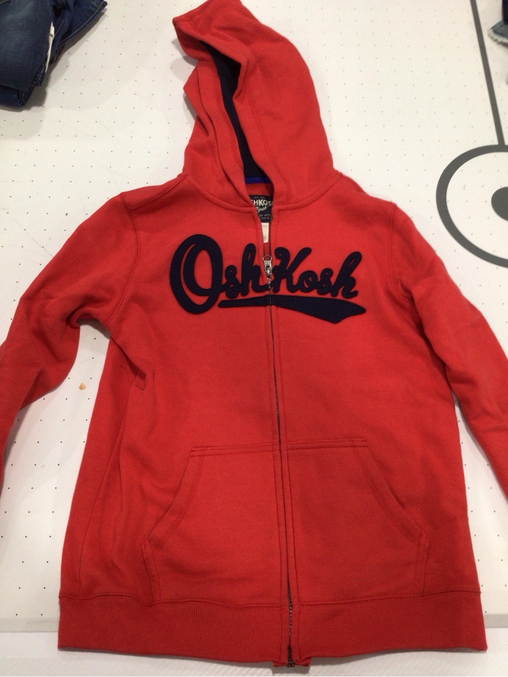 OshKosh B'gosh Red Zip-Up Hoodie with Navy Script Logo